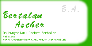 bertalan ascher business card